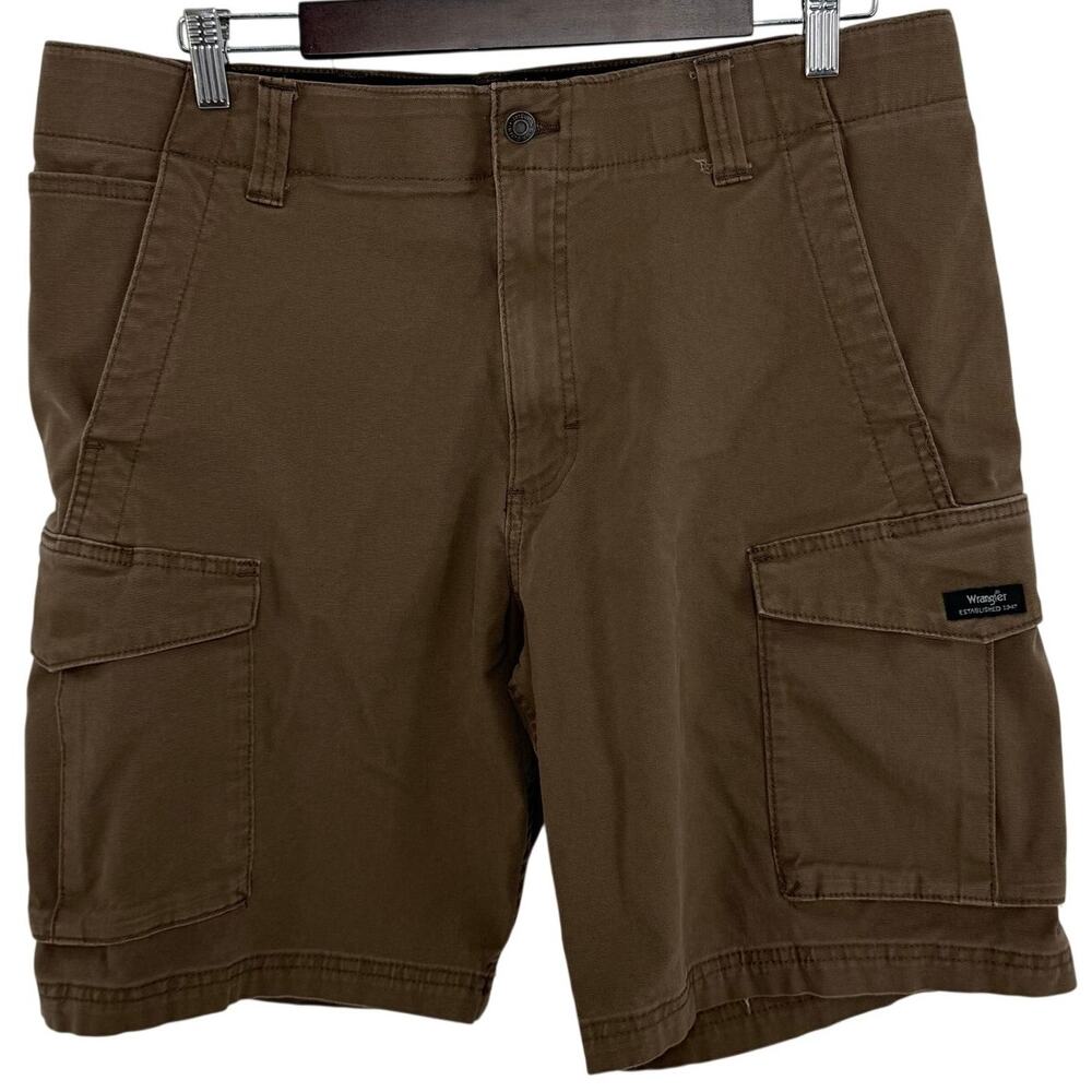 Wrangler Brown Cargo Shorts Mens Size 36 Stretch Waist